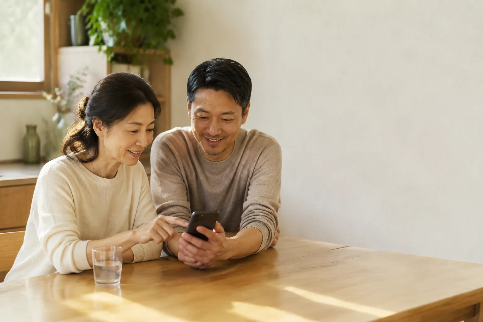 家人一起查看健康信息